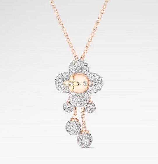 비비엔 펜던트, 3 골드와 다이아몬드 네크리스