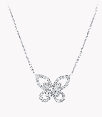 버터플라이 실루엣 다이아몬드 미니 펜던트 목걸이